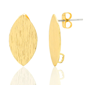DQ European metal findings earpin oval with loop Gold (nickel free)