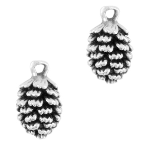 DQ European metal charms pine cone Antique Silver (nickel free)