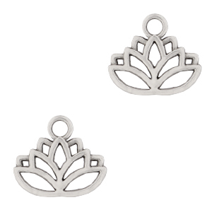 DQ European metal charms lotus Antique Silver (nickel free)