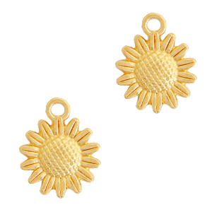 DQ European metal charms sunflower 15mm Gold (nickel free)