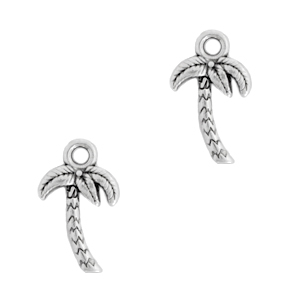 DQ European metal charms palmtree Antique Silver (nickel free)