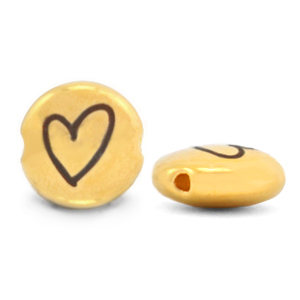 DQ European metal beads 7mm Heart Gold (nickel free)