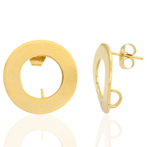 Stainless steel earrings / earpin 18mm with loop Gold