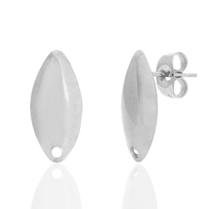 Stainless steel earrings / earpin oval with eye Silver
