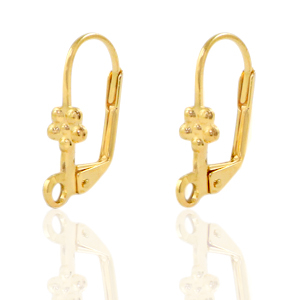 DQ European metal findings closable earrings flower Gold (nickel free)