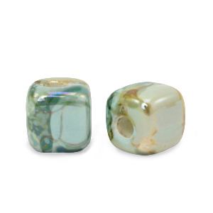 DQ greek ceramic beads cube 7mm Turquoise