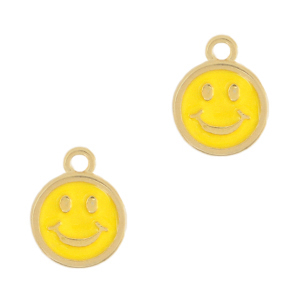 DQ European metal charms smiley Gold-Sunrise Yellow (nickel free)