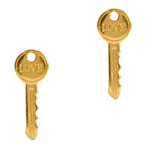 DQ European metal charms key "Love" Gold (nickel free)