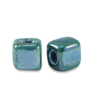 DQ greek ceramic beads cube 5mm Petrol Blue