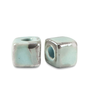DQ greek ceramic beads cube 5mm Serenity Blue-Brown