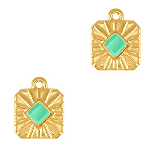 DQ European metal charms square Gold-Veraman Blue (nickel free)