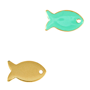 DQ European metal charms fish Gold-Veraman Blue (nickel free)