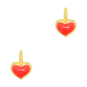 DQ European metal charms heart Gold-Red (nickel free)
