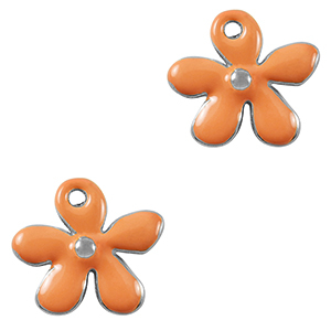 DQ European metal charms flower Antique Silver-Orange (nickel free)