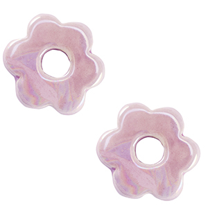 DQ greek ceramic beads flower Lavender Purple