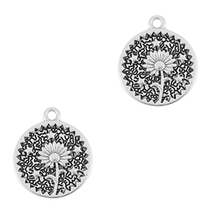 DQ European metal charms flower Antique Silver (nickel free)