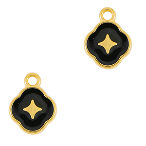 DQ European metal charms star Gold-Black (nickel free)
