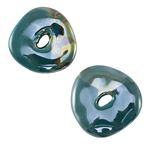 DQ greek ceramic beads donut Petrol Blue