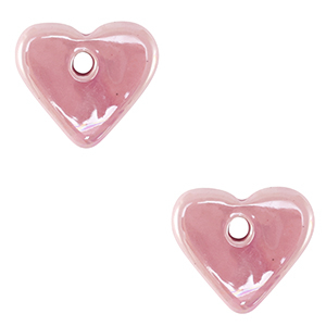 DQ greek ceramic beads Heart Pink