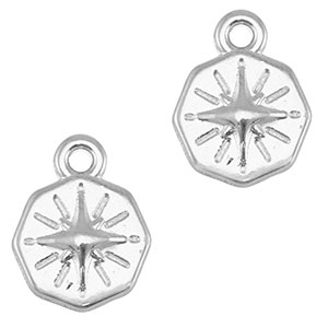 DQ European metal charms Round Star Antique Silver (nickel free)