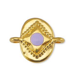 DQ European metal charms connector oval Lilac-Gold (nickel free)