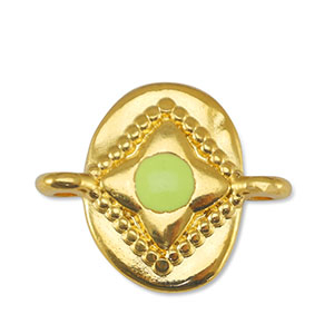 DQ European metal charms connector oval Lime Yellow-Gold (nickel free)