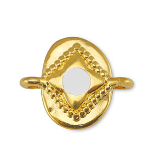 DQ European metal charms connector oval Off White-Gold (nickel free)