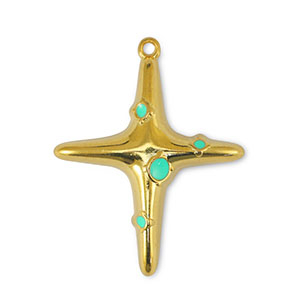 DQ European metal charms cross Veraman Blue-Gold (nickel free)