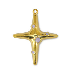 DQ European metal charms cross Lilac-Gold (nickel free)