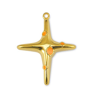 DQ European metal charms cross Orange-Gold (nickel free)