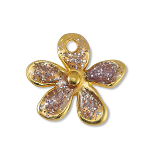 DQ European metal charms flower Glitter Lilac-Gold (nickel free)
