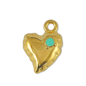 DQ European metal charms heart Veraman Blue-Gold (nickel free)