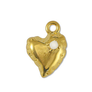 DQ European metal charms heart Off White-Gold (nickel free)