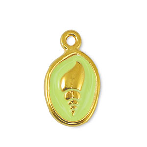 DQ European metal charms shell Lime Yellow-Gold (nickel free)