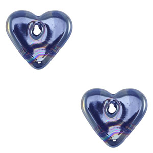 DQ greek ceramic beads Heart Dark Blue