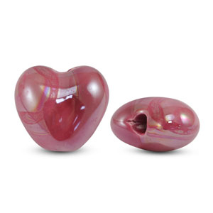DQ greek ceramic beads Heart Fuchsia