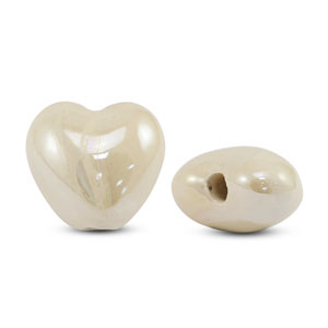 DQ greek ceramic beads Heart Off White