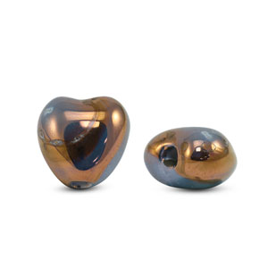 DQ greek ceramic beads Heart Blue-Bronze