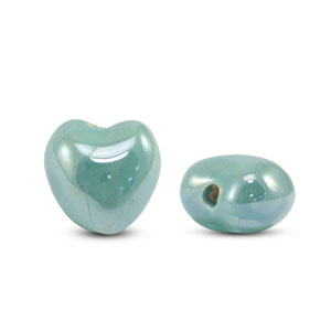DQ greek ceramic beads Heart Turquoise