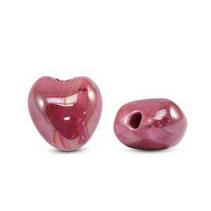 DQ greek ceramic beads Heart Fuchsia