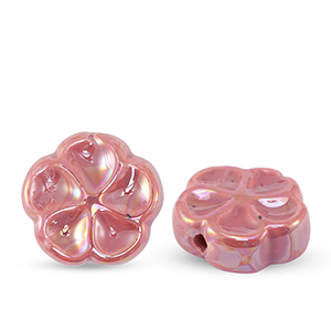 Beads Ceramic flower Mauve Pink