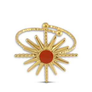 Stainless steel rings enamel star Gold-Orange