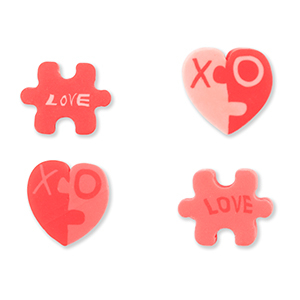 Polymer beads puzzle/hearts Coral Pink