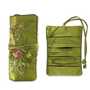 Jewellery travel case with flowers Olive Green
