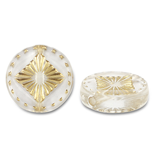 Acrylic beads round with square Transparent-Gold