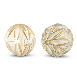 Acrylic beads round with flower Transparent-Gold