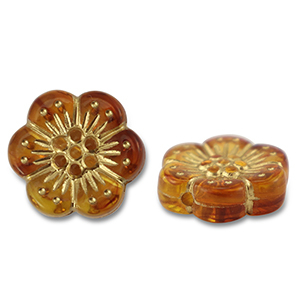 Acrylic beads flower Orange Brown-Gold
