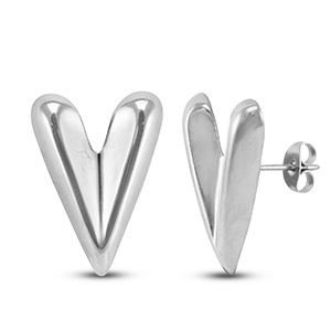 Stainless steel earrings / earpins heart Silver