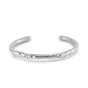 Stainless steel bracelets bangle with imitation pearls Silver