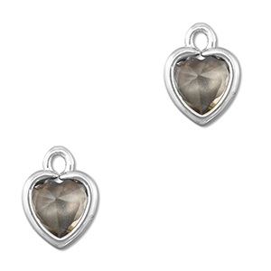 Crystal glass charms heart Light Grey-Silver
